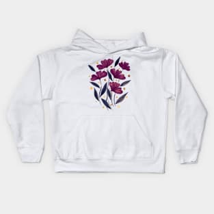 Cute florals - burgundy Kids Hoodie